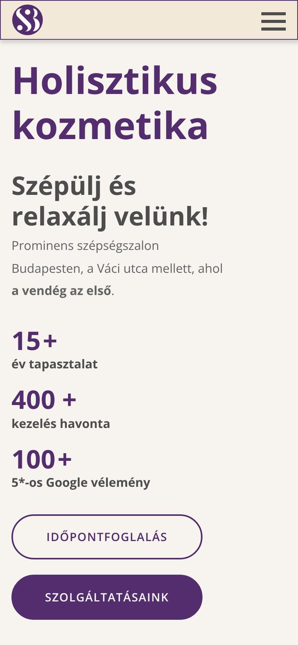 A satoczkibeauty.hu nyitóoldala mobilon